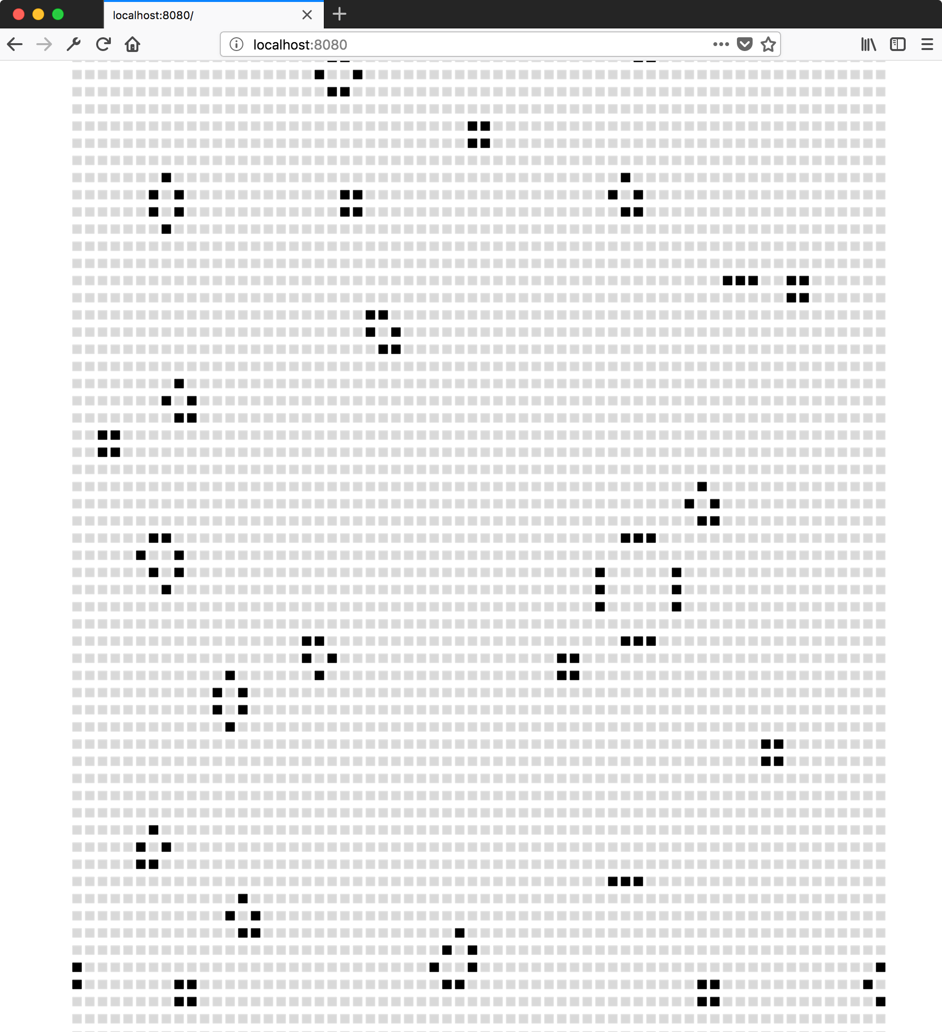 Screenshot of the Game of Life implementation with text rendering