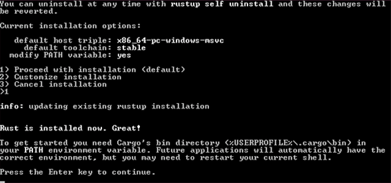 运行 rustup-init